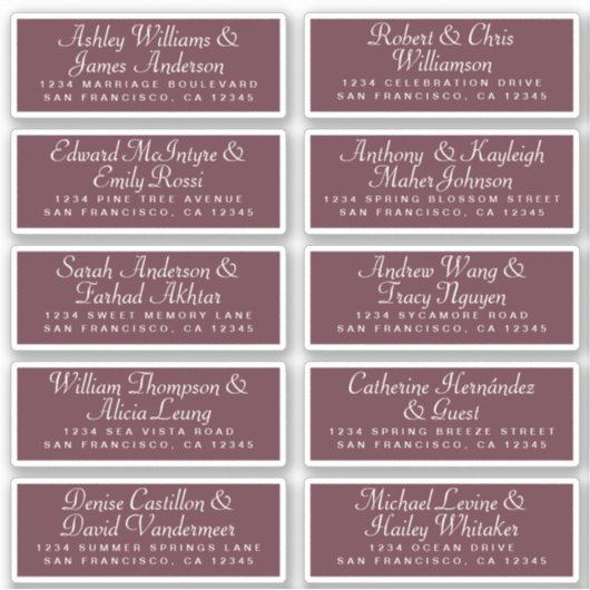Calligraphie Étiquettes de adresse invités ORDER 6 (Devant)