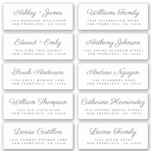 Calligraphie Étiquettes de adresse invités ORDER 6 (Devant)