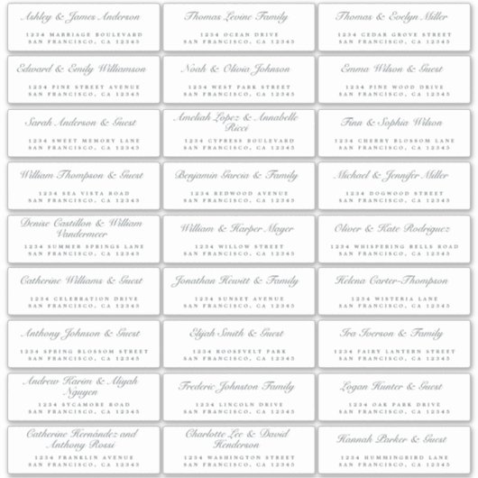 Calligraphie Étiquettes de adresse invités ORDER 8 (Devant)