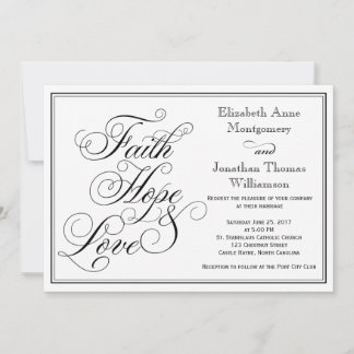 Calligraphie Faith Hope Love Faire-part de mariage