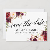 Calligraphie Floral Bourgogne Enregistrer La Carte (Devant)