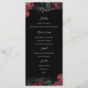 Calligraphie Floral Peony Gothique Menu Mariage