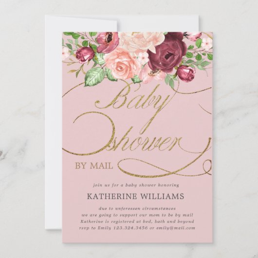 calligraphie florale baby shower par invitation po (Devant)