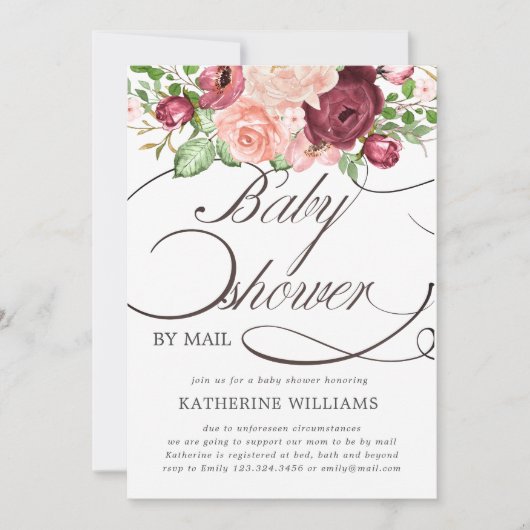 calligraphie florale baby shower par invitation po (Devant)