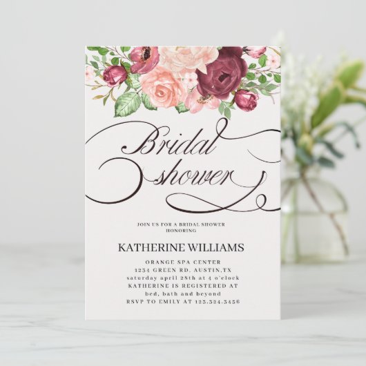 calligraphie florale invitation à la douche nuptia (Debout devant)