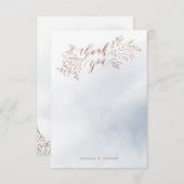 Calligraphie florale rustique bleu-duché merci (Devant / Derrière)