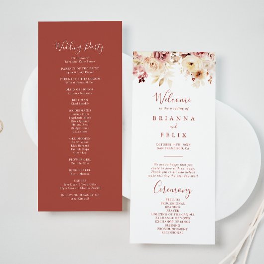 Calligraphie Graceful Floral Wedding Programme