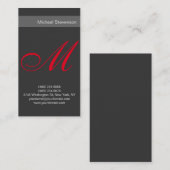 Calligraphie gris-rouge clair Carte de visite de m (Devant / Derrière)
