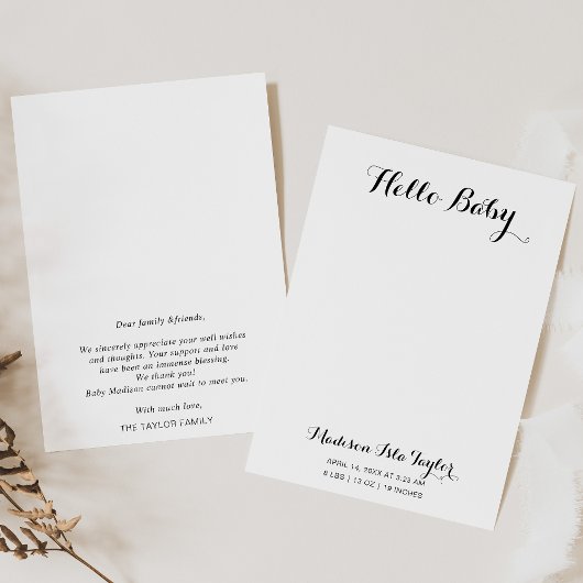 Calligraphie Hello Baby Faire-part de naissance Ca