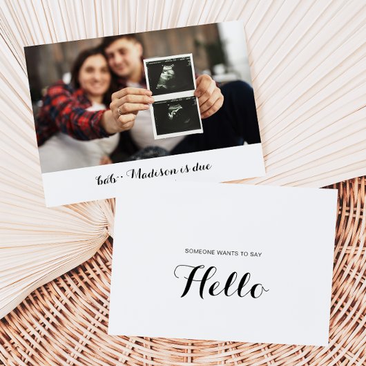 Calligraphie Hello Photo Baby Faire-part Card