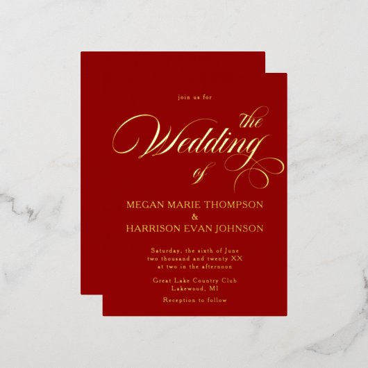 Calligraphie intemporelle Faire-part de mariage cl (Recto/Verso)