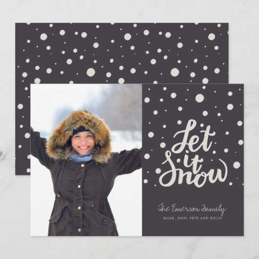 Calligraphie laissez-le neiger photo carte de vaca (Devant / Derrière)