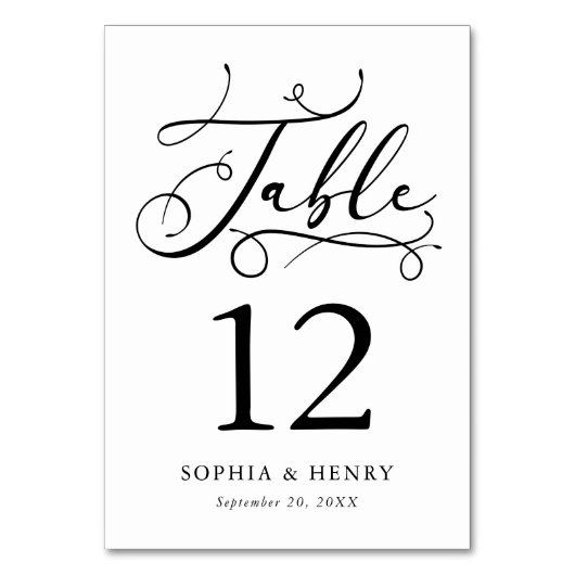 Calligraphie lunaire noir et blanc Numéro de table (Dos)