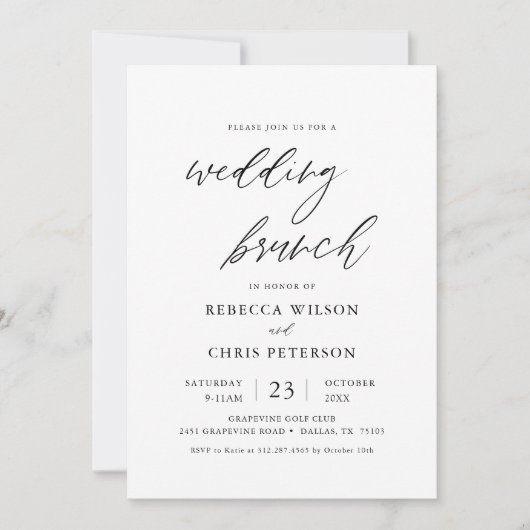 Calligraphie Mariage Brunch Invitation (Devant)