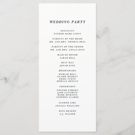 Calligraphie Mariage Ceremony Programme | Noir (Dos)