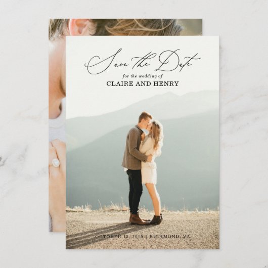 Calligraphie Mariage Enregistrer la carte Date (Devant / Derrière)