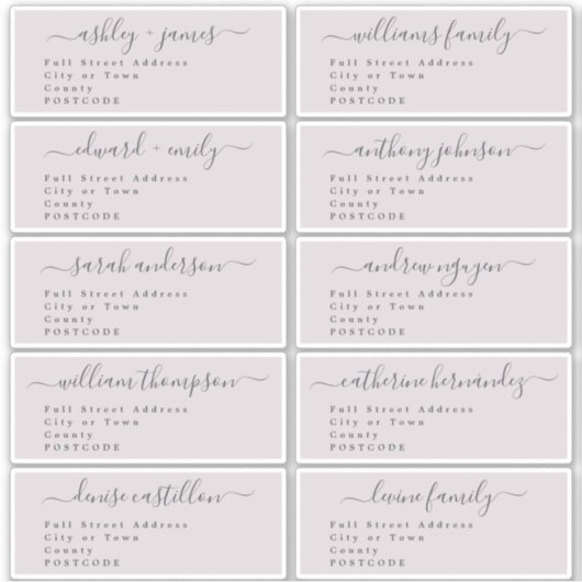 Calligraphie Mariage Étiquette de adresse invité U (Devant)