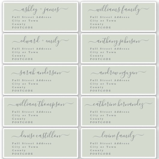 Calligraphie Mariage Étiquette de adresse invité U (Devant)