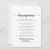 Calligraphie Mariage Kissing Menu Carte de jeu (Devant)