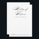 Calligraphie Mariage Mots de sagesse carte de cons<br><div class="desc">Cette calligraphie mariage mots de sagesse conseil carte est parfait pour un mariage rustique. Le design sobre et élégant est caractérisé par une typographie de script classique et sophistiquée en noir et blanc. Ces cartes sont parfaites pour un mariage, une douche nuptiale, un baby shower, une fête de remise de...</div>