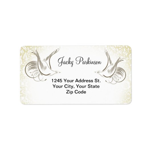 calligraphie mariage oiseaux étiquette de adresse (Devant)