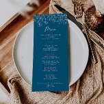 Calligraphie Marine Fleur sauvage Dîner Menu<br><div class="desc">Cette carte de menu calligraphie marine fleur sauvage dîner est parfaite pour un mariage rustique. Le design comprend des fleurs sauvages de prairie peintes à la main et neutres, assemblées dans un bouquet floral sans soudure et plein de charme, évoquant la beauté naturelle. Ce menu peut être utilisé pour une...</div>