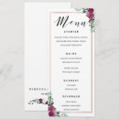 Calligraphie Menu aquarelle cadre floral modèle (Devant / Derrière)