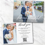 Calligraphie Merci QR Code 2 Mariage photo<br><div class="desc">Élégant script de calligraphie moderne pour toujours Merci mariée Mariage et Carte de remerciements photo Groom 2 avec votre QR Scan Code. Ajoutez votre site Web mariage ou votre adresse Web de médias sociaux pour que vos invités puissent voir en ligne plus de vos photos mariages ou de votre album...</div>