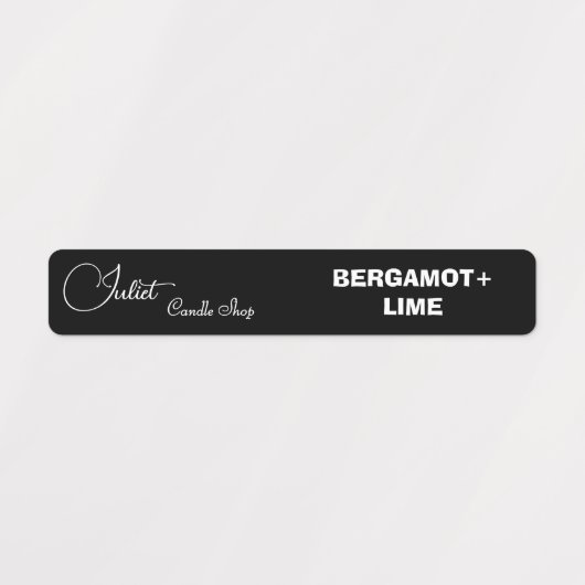 Calligraphie mince Étiquette de bougie noir et bla (Design 2)