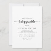 Calligraphie minimaliste Bébé Sprinkle Invitation (Devant)