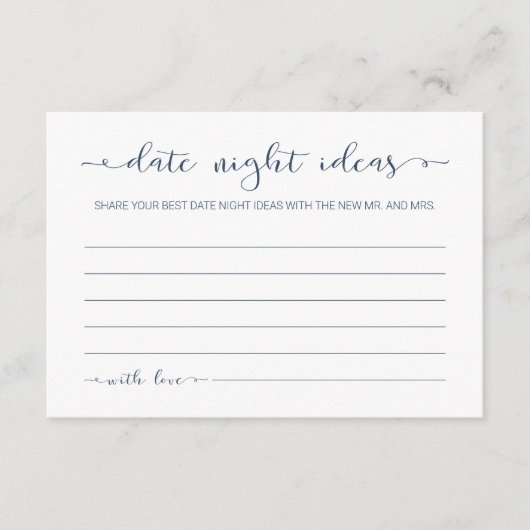 Calligraphie minimaliste Date Nuit Idée Cartes (Devant)