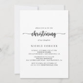 Calligraphie minimaliste Invitation Christening (Devant)