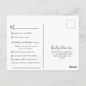 Calligraphie minimaliste Mariage Menu Choix Répond (Dos)