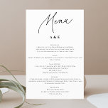 Calligraphie Minimaliste Menu Mariage Blanc<br><div class="desc">Visualisez un menu mariage minimaliste qui rayonne d'élégance sobre. Le design incarne la simplicité, avec une disposition propre et sans embellissement. L'en-tête du menu est présenté avec goût dans une délicate police de calligraphie, apportant une touche d'art raffiné. Les informations textuelles, y compris les plats soigneusement préparés, sont affichées dans...</div>
