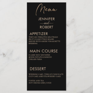 Calligraphie minimaliste moderne Menus Mariage noi