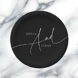 Calligraphie minimaliste Monogramme Mariage noir<br><div class="desc">Calligraphie moderne minimaliste Et pour mariage.</div>