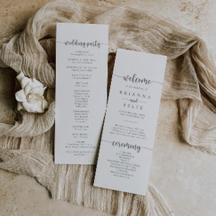 Calligraphie minimaliste Programme de mariage en a