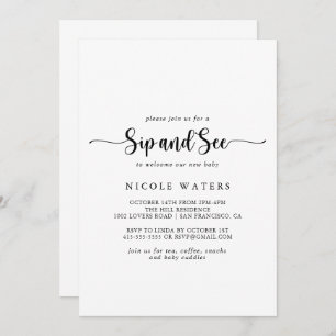 Calligraphie minimaliste Sip and See Invitation