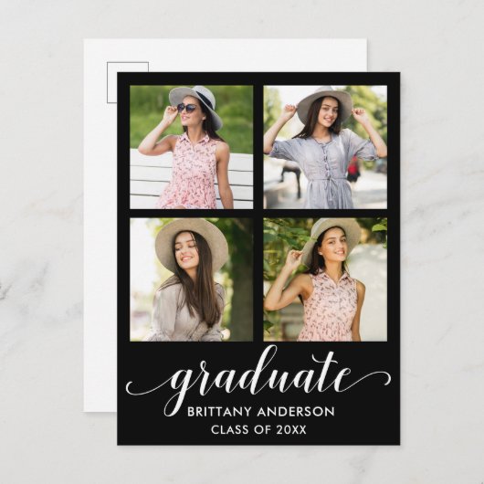 Calligraphie moderne 4 Faire-part d'obtention d'un (Devant / Derrière)