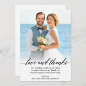 Calligraphie moderne amour et merci photo Mariage (Devant / Derrière)