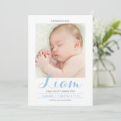 Calligraphie moderne bleu | FAIRE-PART DE NAISSANC (Debout devant)