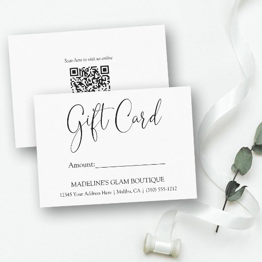 Calligraphie moderne Business QR Code carte cadeau