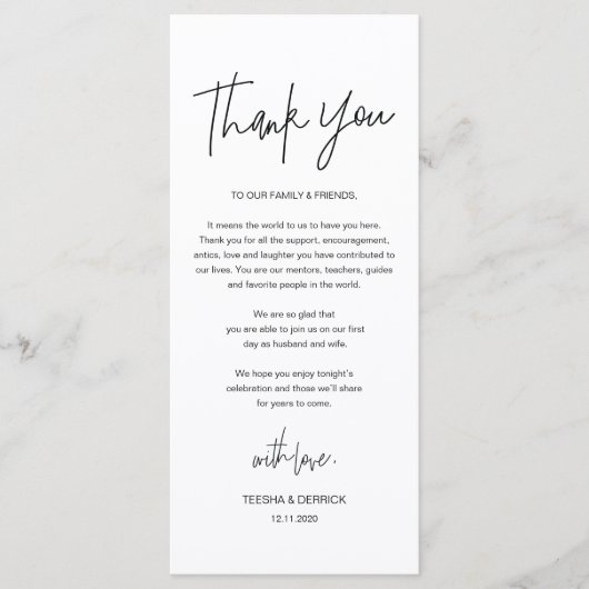 Calligraphie moderne Cadre Carte de remerciements (Devant)