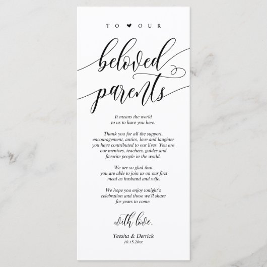 Calligraphie Moderne, Cadre Remerciements Cartes (Devant)