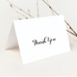 Calligraphie moderne Carte de remerciements Mariag<br><div class="desc">Cette calligraphie moderne pliée carte de remerciements mariage est parfaite pour un mariage rustique. Le design sobre et élégant présente une typographie de script classique et sophistiquée en noir et blanc. Personnalisez l'intérieur de la carte avec vos noms, et un message de remerciement. Ou laissez la section de message de...</div>