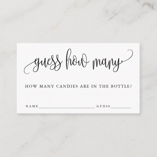 Calligraphie Moderne Devine Combien De Carte De Je (Devant)