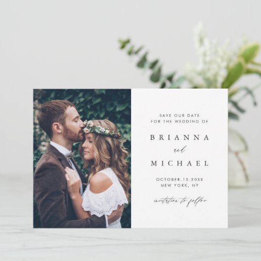 Calligraphie moderne Enregistrer la date Carte pho (Debout devant)