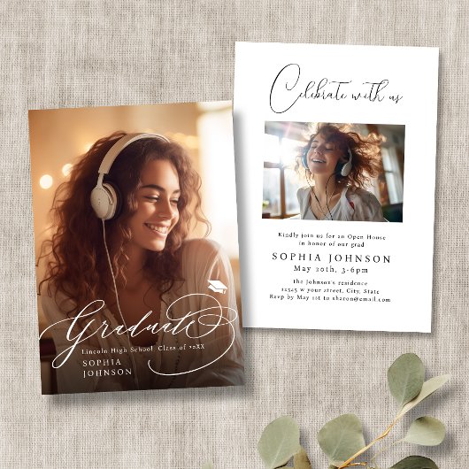 Calligraphie moderne Faire-part de graduation phot