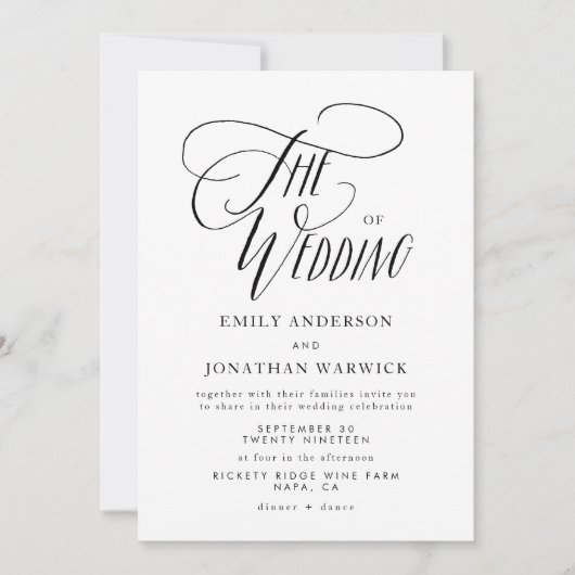 Calligraphie moderne Faire-part de mariage simple (Devant)