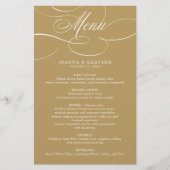 Calligraphie moderne intemporelle or mariage Menu (Devant)